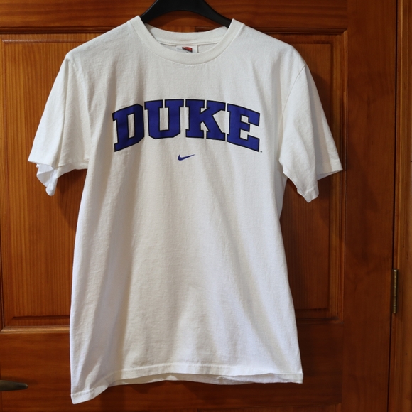 Nike DUKE White Team Apparel Spellout Tshirt Small - Picture 1 of 5